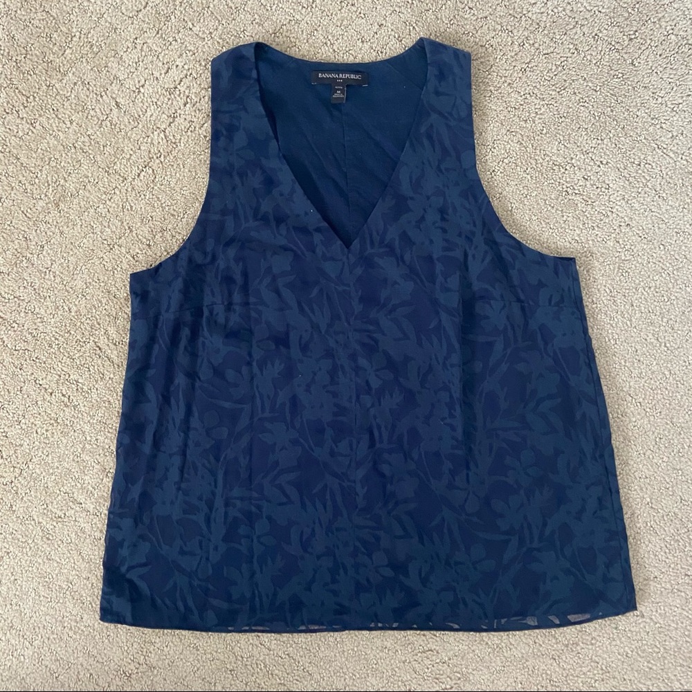 Banana Republic Womens Abstract Print Navy Blouse